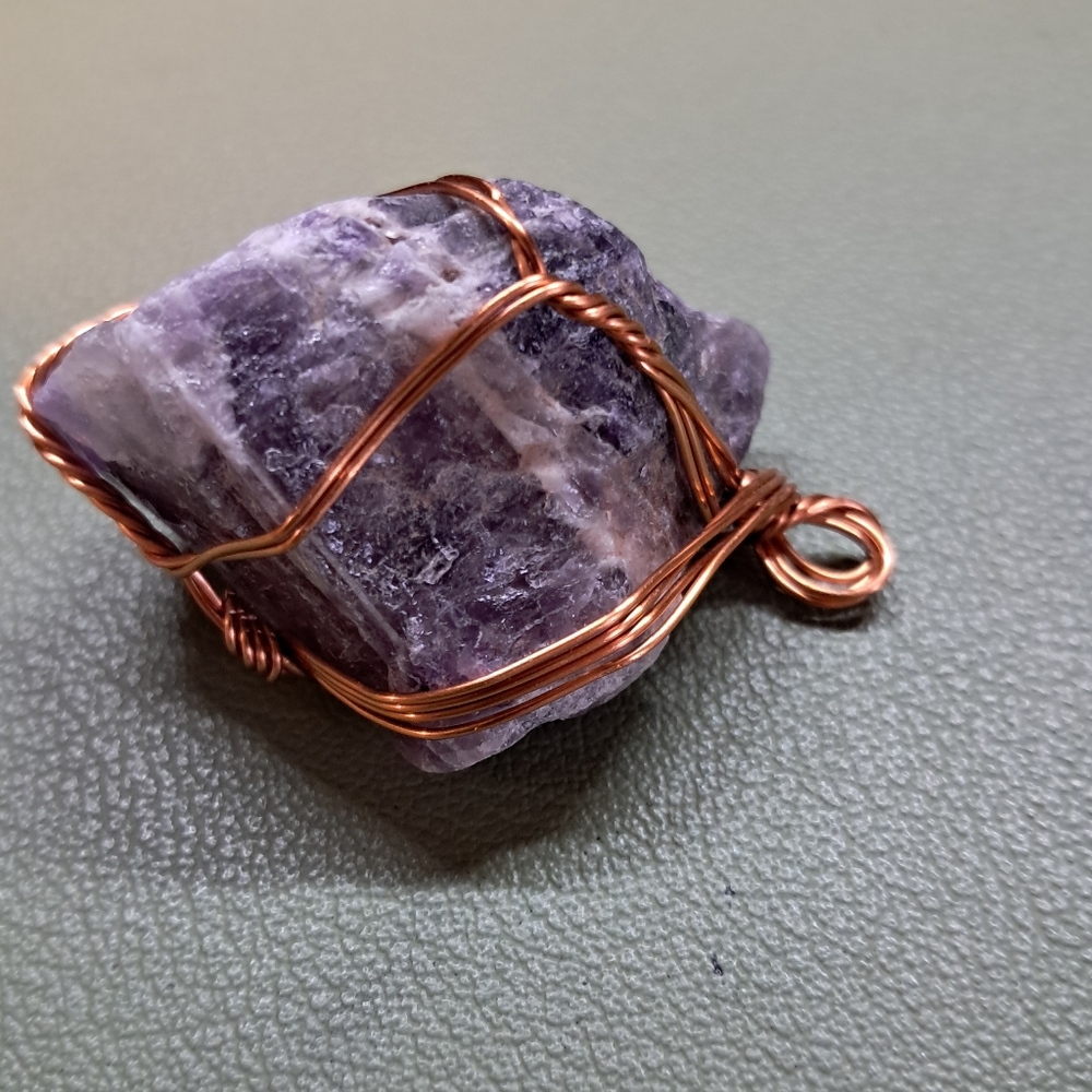 Wire Wrapped Purple Amethist Stone Pendant